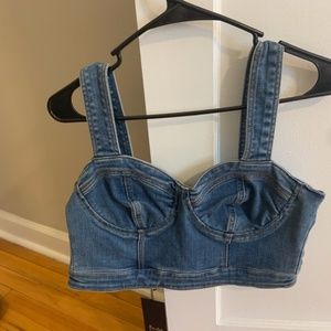 Bardot Denim Crop Top NWT